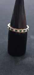 Vintage Gold Tone Channel Set Eternity Ring Green Clear Rhinestone Band Size 7