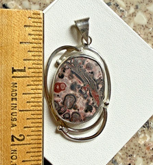 Vintage Sterling Silver 925 Leopard Jasper Pendant 10 grams Hand Made