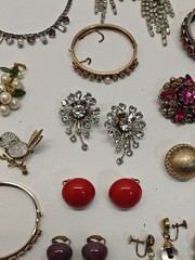 Vintage Rhinestone & Other Jewelry Lot Bracelets, Earring, Necklaces Etc.