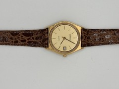 Vintage Caravelle by Bulova Quartz Date Watch Gold Tone New Battery Box Runs