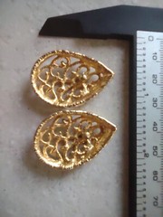 VTG Openwork Earrings Gold-tone Square 1980’s Teardrop Pierced Posts Classic
