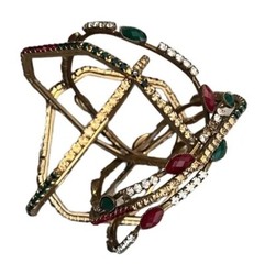Bundle Bohemian Jewels Brass Bangle Bracelet Gold Tone Multi Color Elegant