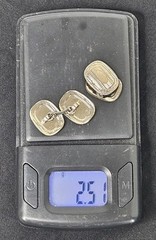Vintage Art Deco 10K White Gold Cufflinks Etched Buttons 2.51 Grams