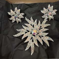 Vtg Costume Jewelry Sarah Coventry Signed Brooch And Earrings set Aurora Blaze