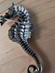 Beau Sterling Silver Seahorse Brooch Pin Nautical Mid Century 2.5 Inches