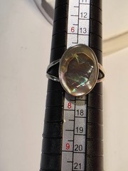 Vintage Mexico Sterling Silver Abalone Shell Ring Size 7.25 Split Shank 925