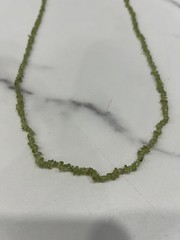 Green Stone Chip Bead Necklace Gemstone Beaded Strand 18 In Womens Boho