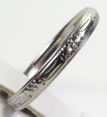 Antique Art Deco Wedding Band 18KW Ring Size 6 UK-L1/2 2.38 MM Wide dtd 1952