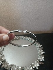 EXQUISITE Signed Givenchy 3″ Stretchable Chrome & Rhinestone Bracelet