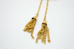 Painted Blue Porcelain Flower Open Work Gold Tone Slide Lariat Necklace Vintage