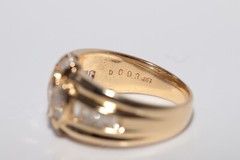 Vintage Circa 1990s 18k Gold Marquise Cut And Baguette Cut Diamond Ring