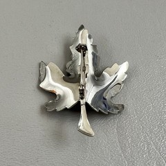 Vintage Silver Tone Blue Autumn Leaf 2.5″ Brooch Fall
