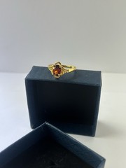 Vintage Red Cubic Zirconia Ring Gold Plated Womens Size 9.5