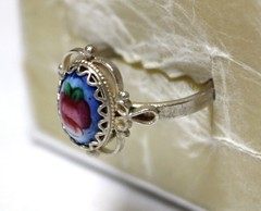 Vintage Russian Hand Painted Enamel Rings 4 Variation Finift Technique #7,12,87