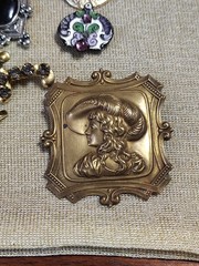 Vintage 20 Brooch Pendant Ring Metal Gold Silver Tone Rhinestone
