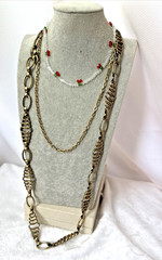 VTG brutalist chunky chain glass 70s 80s gold Necklaces STACK Lot -1 signed Avon