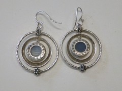 Michael Dawkins Black Druzy Sterling Silver Starry Night Dangling Circl Earrings