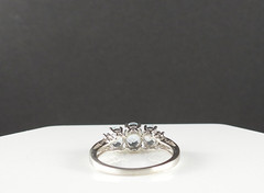 Estate 10K White Gold Blue Tuormaline Diamond Ring 3 Stone Jewelry Size 6.75