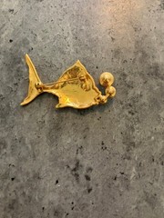 Vintage 3 Fish Brooch Lot – Gold Tone with colorful rhinestones on 2 brooches