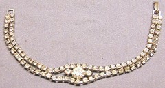 VINTAGE ART DECO STUNNING SILVER TONE CLEAR CRYSTAL BRACELET