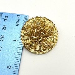 Vintage W Germany Gold Tone Filigree Floral Scarf Clip Ring Scalloped 1.25 Inch