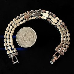 Rhinestone Bracelet Clear Crystal Tennis Baguette Rhodium Plated 1950s 6.5 Inch