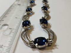 Vintage Pennino Rhinestone Blue Glass Necklace 20″