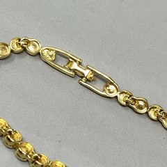 VTG Green Rhinestone Tennis Bracelet Gold Tone Faceted Glass Bezel Fold Over 7″