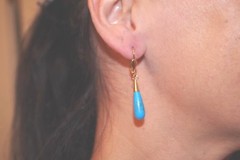 TURQUOISE ARIZONA MINE TEAR DROP QUALITY 45MM LEVER BACK EARRINGS