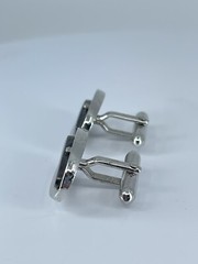 Vintage Swank hematite cufflinks long oval open silver tone design 3/4″