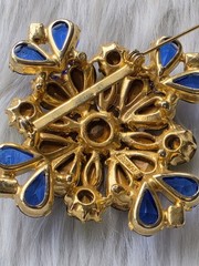 Vintage Signed Edlee Maltese Cross Brooch Multicolor Rhinestones Statement