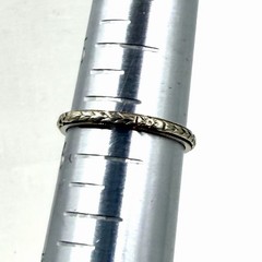 Antique 18K White Gold Wedding Band Ring Bridal Wreath Bouquet Orange Blossom