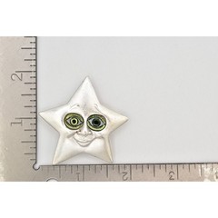 Danecraft Vintage Star Eyes Pin Brooch Staring Face Silver Signed NOS 80s BinA4