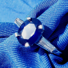 EARTH MINED SAPPHIRE DIAMOND Deco Engagement Ring Vintage PLATINUM Solitaire 3CT