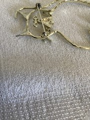 Silver Tone Cat Open Brooch Pin 3 1/2” tall