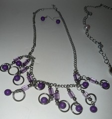 Costume Jewelry Lot 4 Necklaces, 1 Pair Matching Earrings
