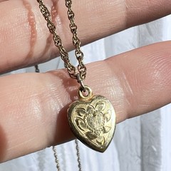 Vintage 1/20 12K GF Heart Shaped Locket and Chain Necklace Signed H.F.B. – 2.82g