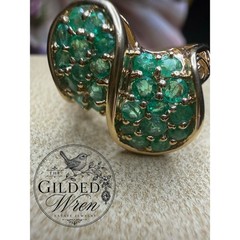 Vintage 10K Gold Natural Emerald Bypass Statement Ring Sz 7 Estate 4.40g