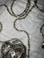 Vintage.925 Silver Heart Shaped Locket With Fabulous Chain