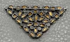 Vintage Art Deco Era Fabulous Old Clear Rhinestone Paste Brooch Pin Pendant