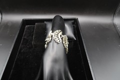 Vtg Mid Century Silver Tone Filigree Crescent Openwork Link Bracelet 8″ Long