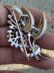 Vintage Pennino Brooch Rhinestone Floral Baguette Stones Glass Repaired Jewelry