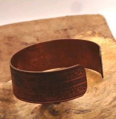 Vintage Solid Copper Cuff Art Nouveau Style Scroll Work W/ Flowers 7″ Adjustable