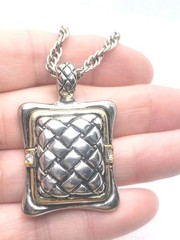 Vintage Silver And Gold Tone Pedant Necklace 22in.