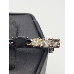 Vintage Art Deco Bar Brooch Pin Black Glass Navette Prong Set Rhinestone