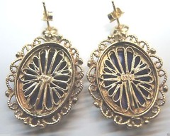 Antique Art Deco French Enamel 13K Yellow Gold Earrings 12.2Gm 1.11″x.90