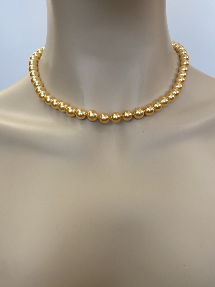 Vintage Yellow Faux Pearls Necklace, Beautiful