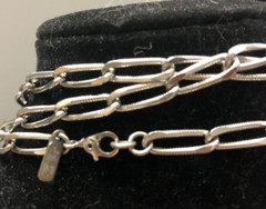 Vintage Signed MONET 56 in LONG Silver Tone Necklace & Signed Monet Earrings