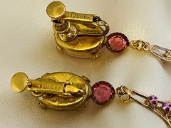Vintage Miriam Haskell Baroque Art Glass Rose pink Clip On Earrings