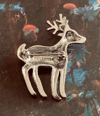 Talbots Rhinestone Reindeer Pin Silver Tone Family Owned Sparkles See VIDEO
